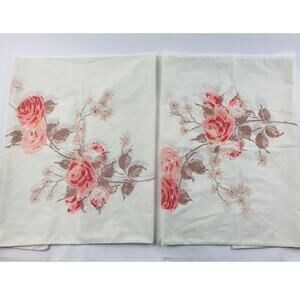 Vintage DAN RIVER Pillowcases Roses Peach Orange No Iron USA Fortrel Tranquale